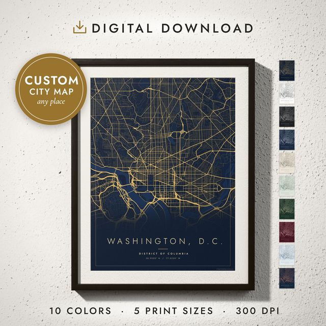 Minimalist City Map: framed print on a wall