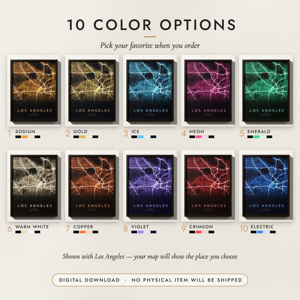 City Lights Map: all ten colors