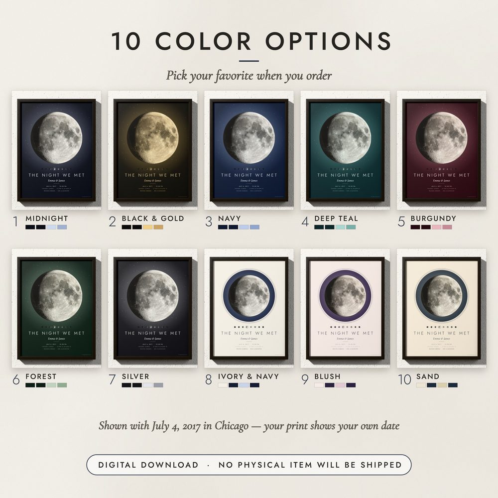 Moon Phase Print: all ten colors