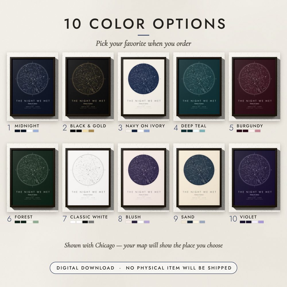 Night Sky Star Map: all ten colors