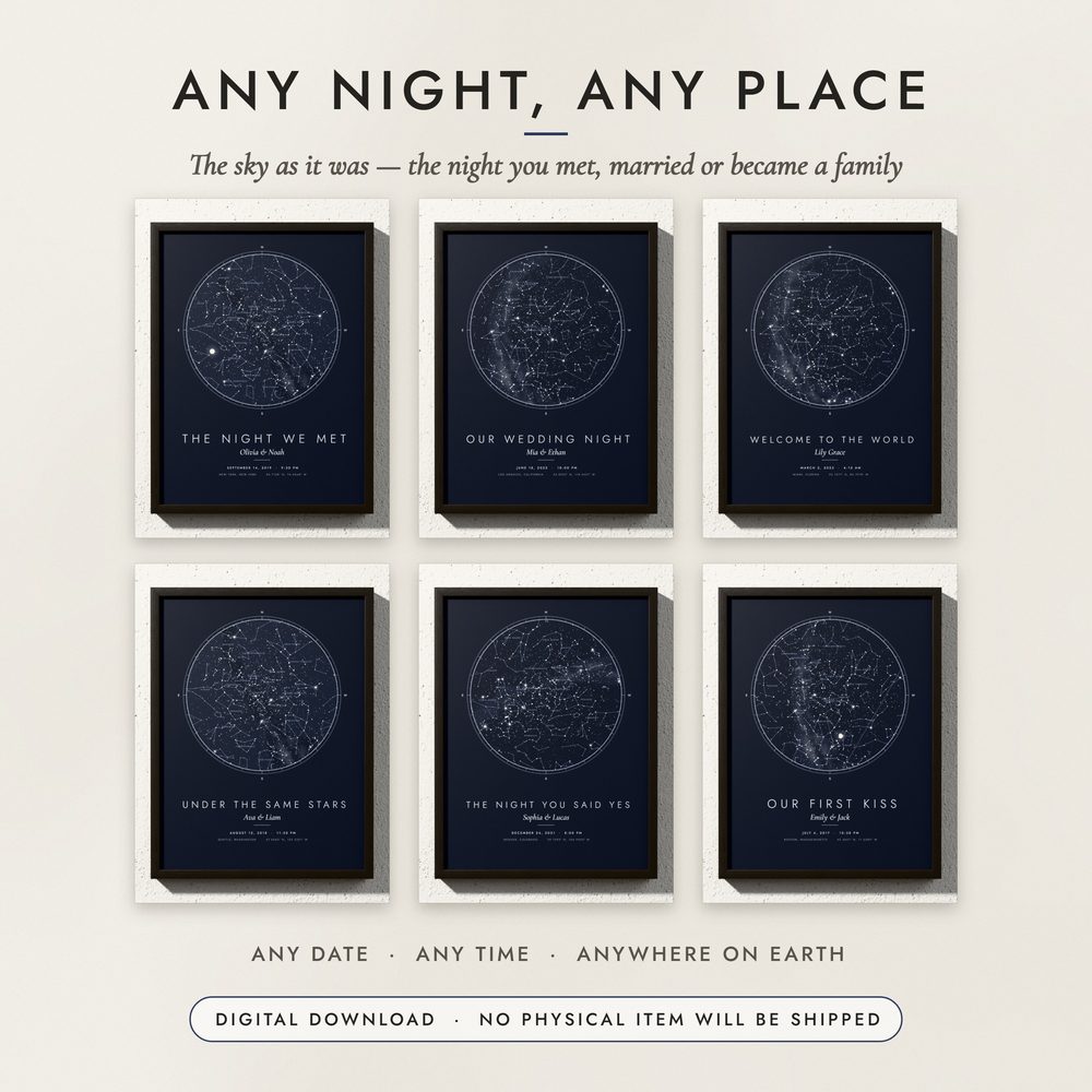 Night Sky Star Map: examples for other places